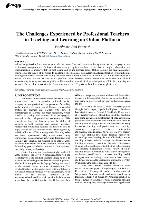 (PDF) The Challenges Experienced by Professional Teachers in Teaching ...