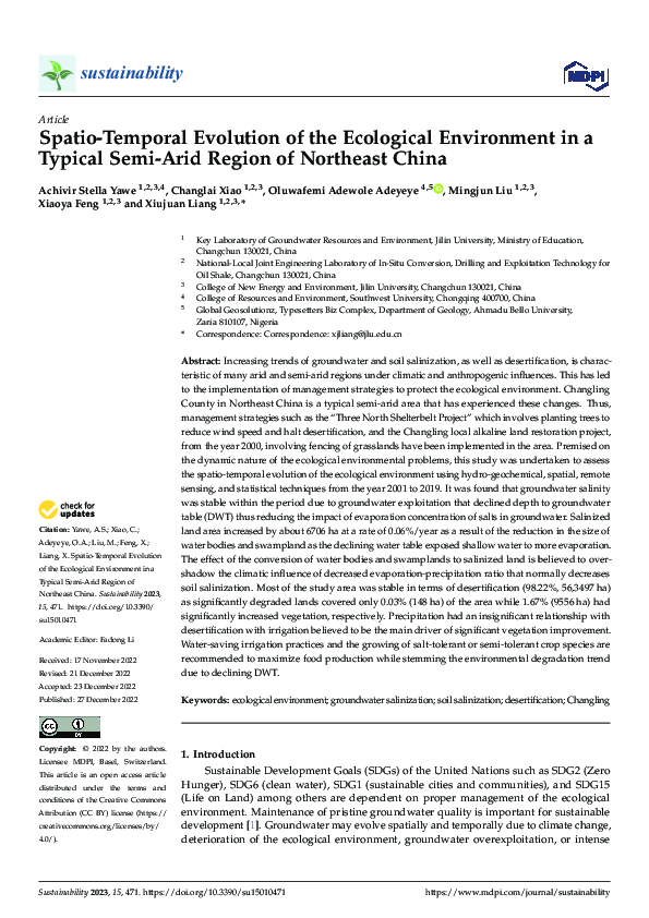 (PDF) Spatio-Temporal Evolution of the Ecological Environment in a ...