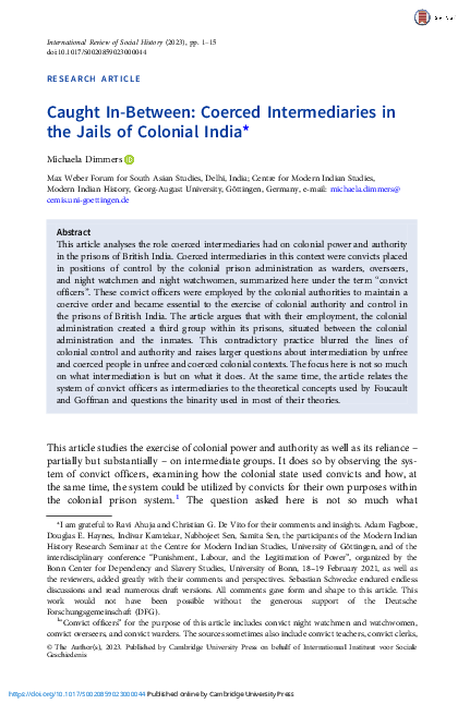 (PDF) Caught In-Between: Coerced Intermediaries in the Jails of ...