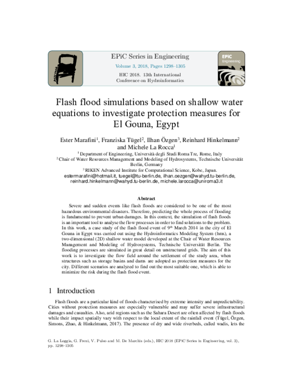 (PDF) Flash Flood Simulations Based on Shallow Water Equations to ...