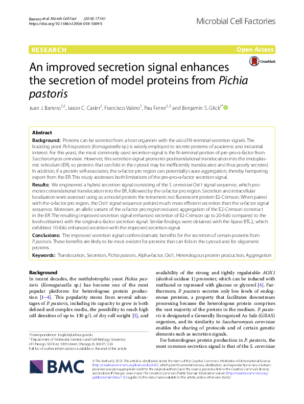(PDF) An improved secretion signal enhances the secretion of model ...