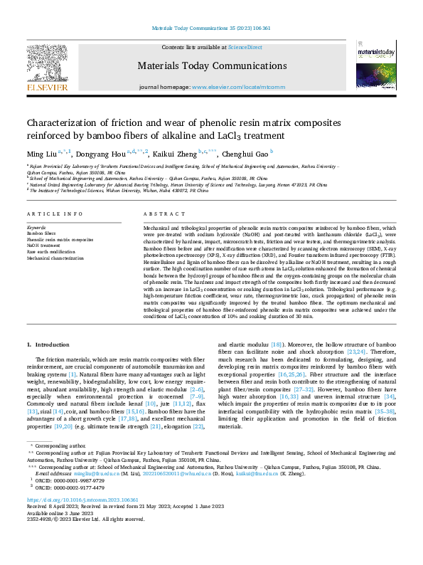 (PDF) Characterization of friction and wear of phenolic resin matrix ...