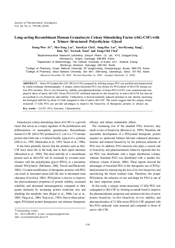 (PDF) Long-acting Recombinant Human Granulocyte Colony Stimulating ...
