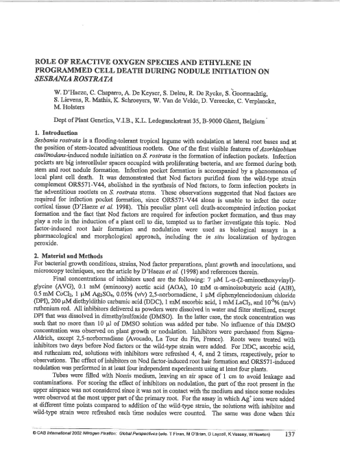 (PDF) Role of reactive oxygen species and ethylene in programmed cell ...