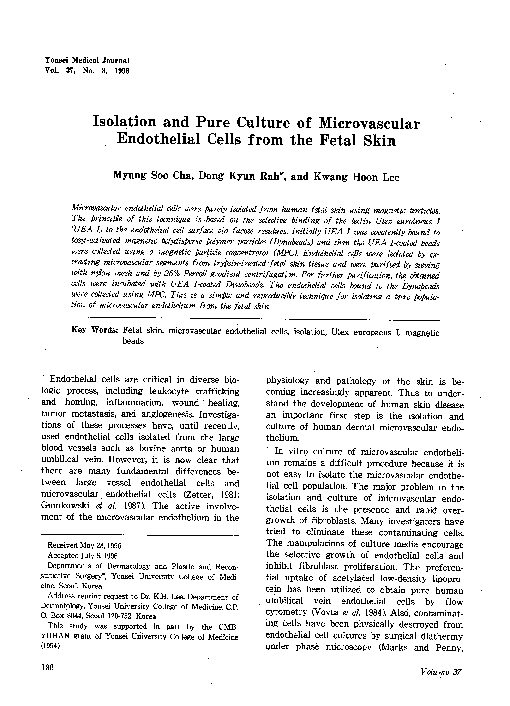 (PDF) Isolation and pure culture of microvascular endothelial cells ...