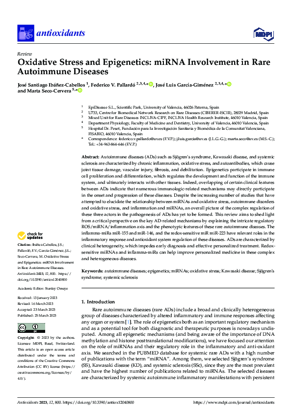 (PDF) Oxidative Stress and Epigenetics: miRNA Involvement in Rare ...