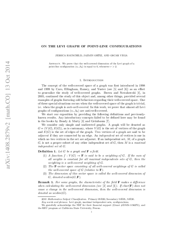 (PDF) On the Levi graph of point-line configurations