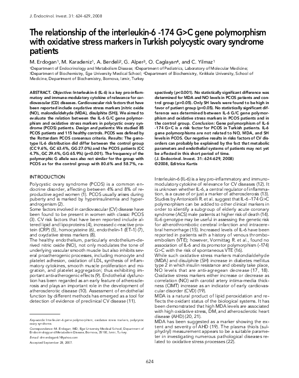 (PDF) The relationship of the interleukin-6 −174 G>C gene polymorphism ...