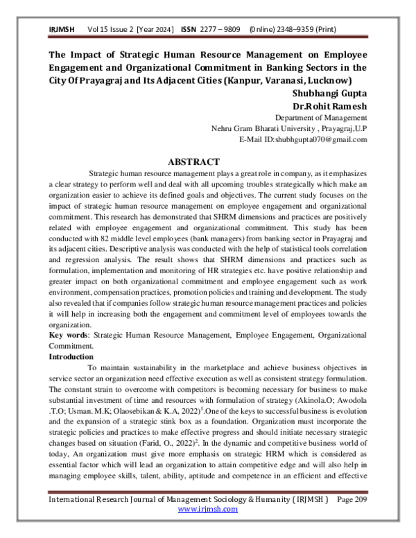 (PDF) The Impact of Strategic Human Resource Management on Employee ...