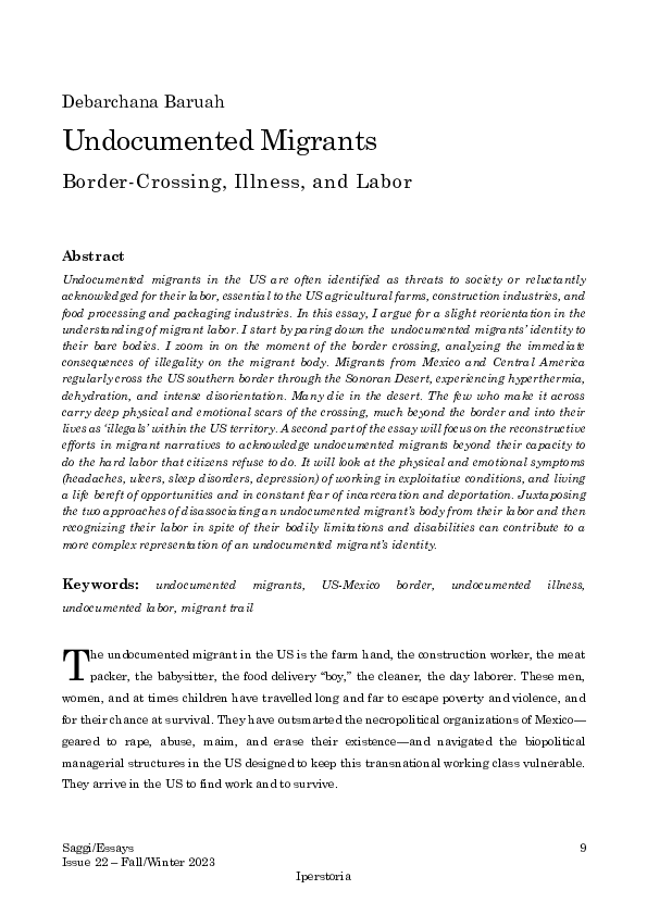 (PDF) Undocumented Migrants: Border Crossing, Illness, and labor