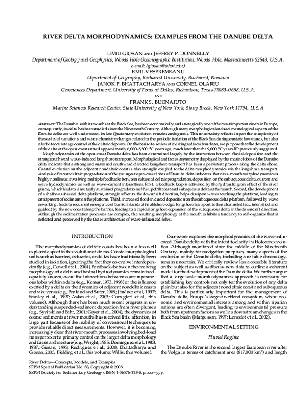 (PDF) River Delta Morphodynamics: Examples from the Danube Delta