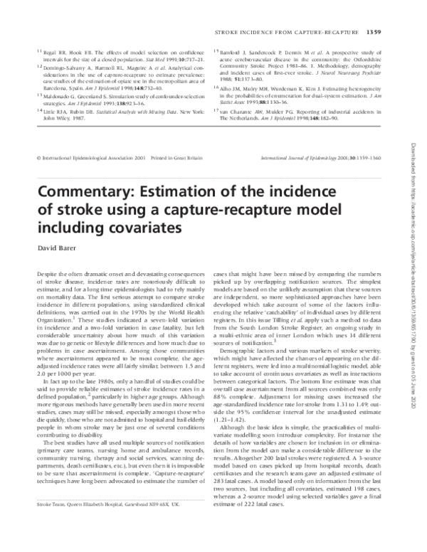 (PDF) Commentary: Estimation of the incidence of stroke using a capture ...