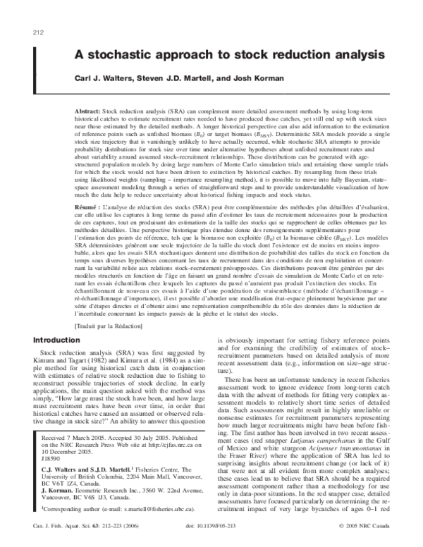 (PDF) A stochastic approach to stock reduction analysis