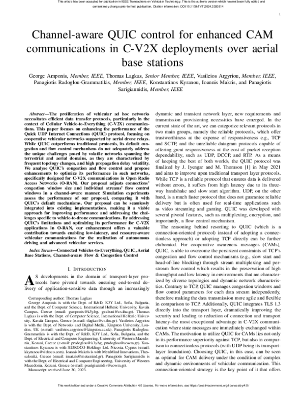(PDF) Channel-aware QUIC control for enhanced CAM communications in C ...