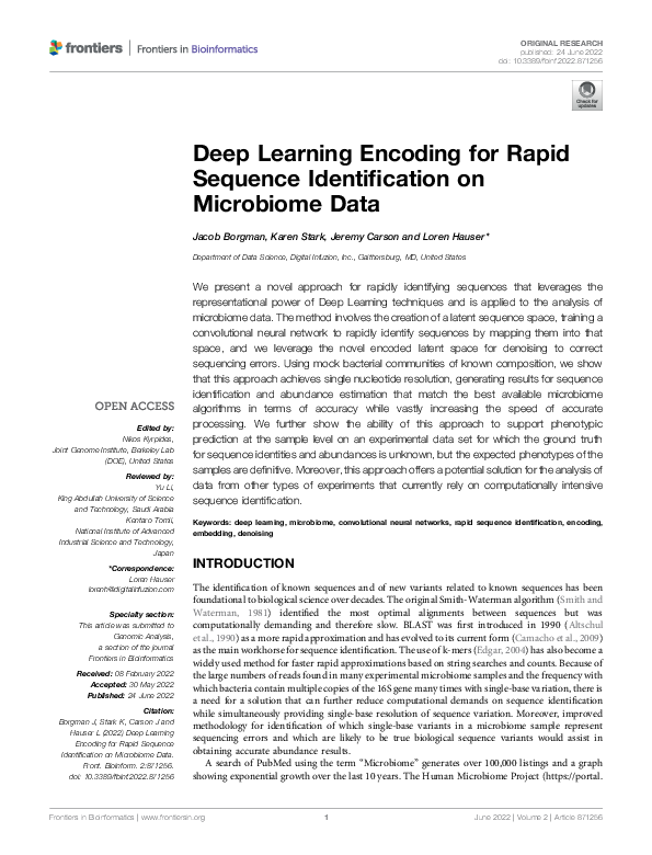 (PDF) Deep Learning Encoding for Rapid Sequence Identification on ...