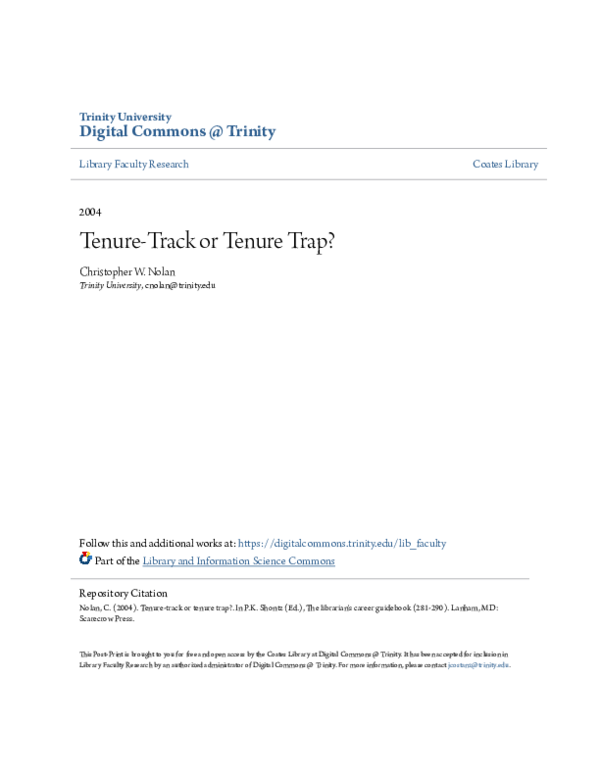 (PDF) Tenure-Track or Tenure Trap?