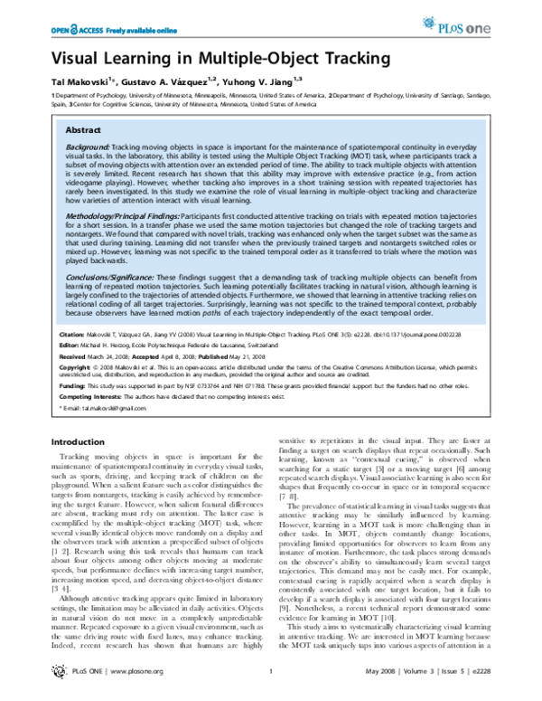 (PDF) Visual learning in multiple object tracking