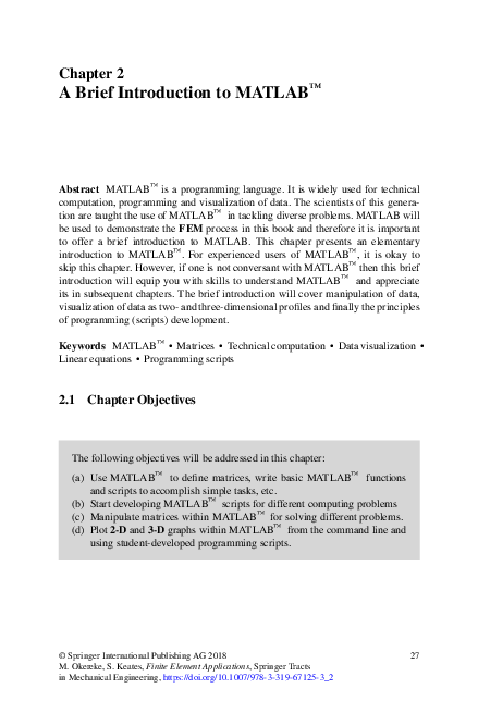(PDF) A Brief Introduction to MATLAB™
