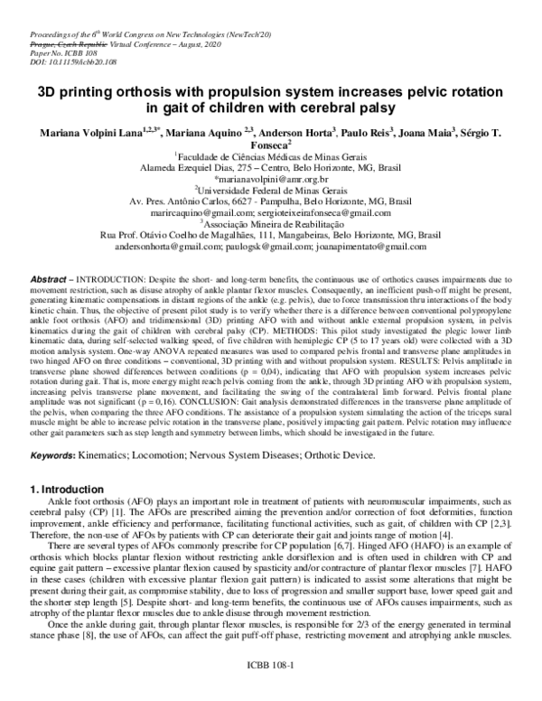 (PDF) 3D printing orthosis with propulsion system increases pelvic ...