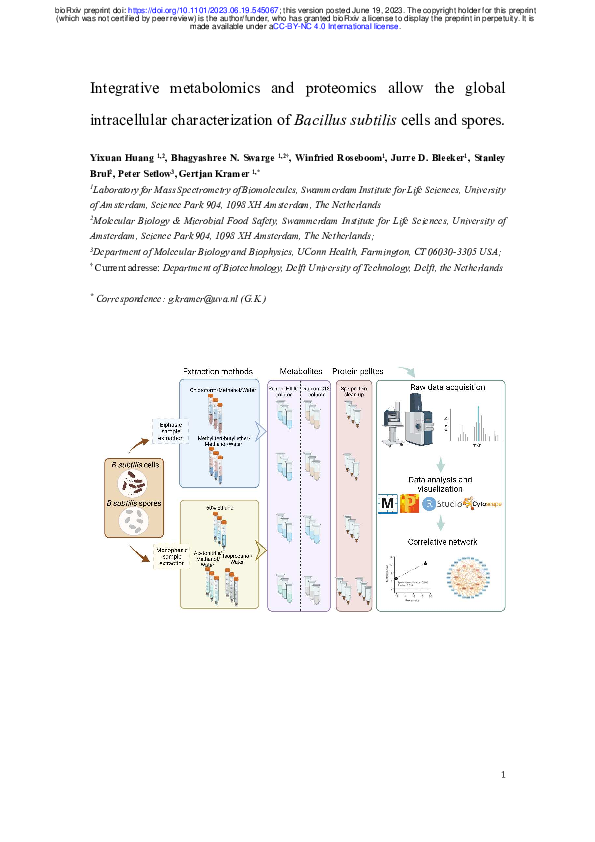 (PDF) Integrative metabolomics and proteomics allow the global ...