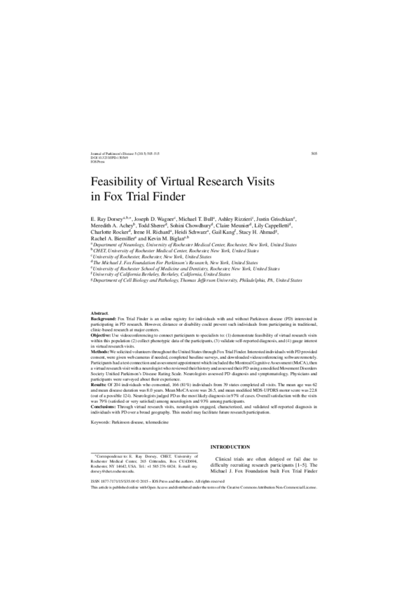 (PDF) Feasibility of Virtual Research Visits in Fox Trial Finder