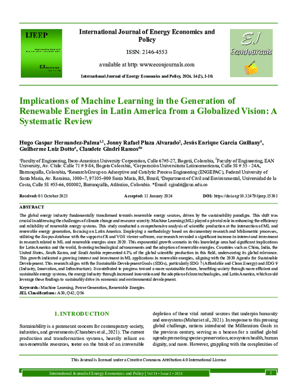 (PDF) Implications of Machine Learning in the Generation of Renewable ...