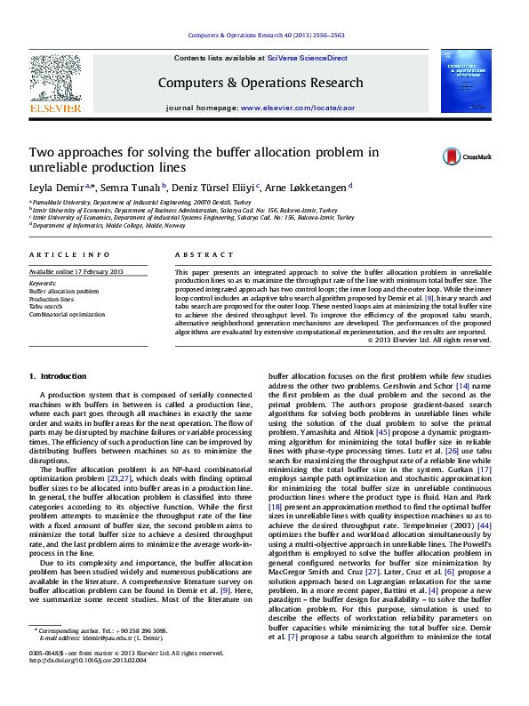 (PDF) Two approaches for solving the buffer allocation problem in ...