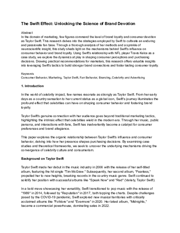 (PDF) The Swift Effect: Unlocking the Science of Brand Devotion