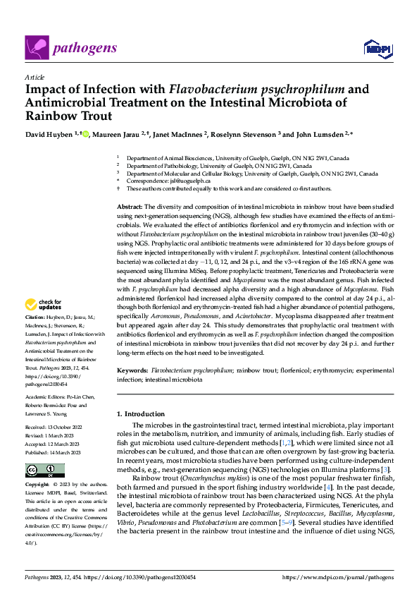 (PDF) Impact of Infection with Flavobacterium psychrophilum and ...