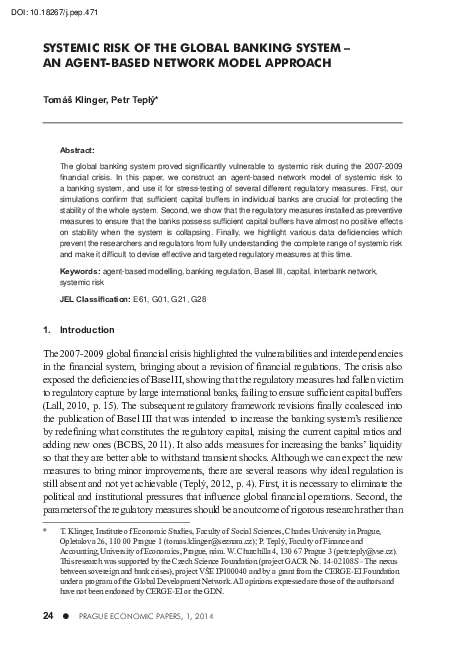 (PDF) Systemic Risk of the Global Banking System - An Agent-Based ...