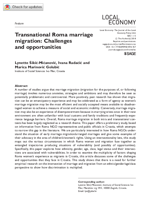 (PDF) Transnational Roma marriage migration: Challenges and opportunities
