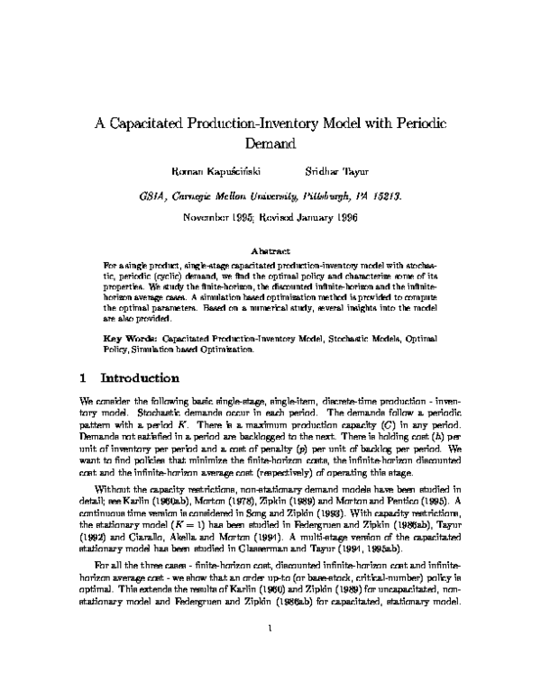 (PDF) A Capacitated Production-Inventory Model with Periodic Demand