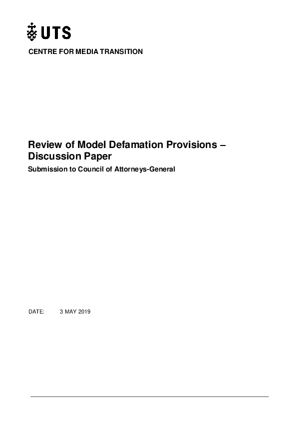 (PDF) Review of Model Defamation Provisions – Discussion Paper ...