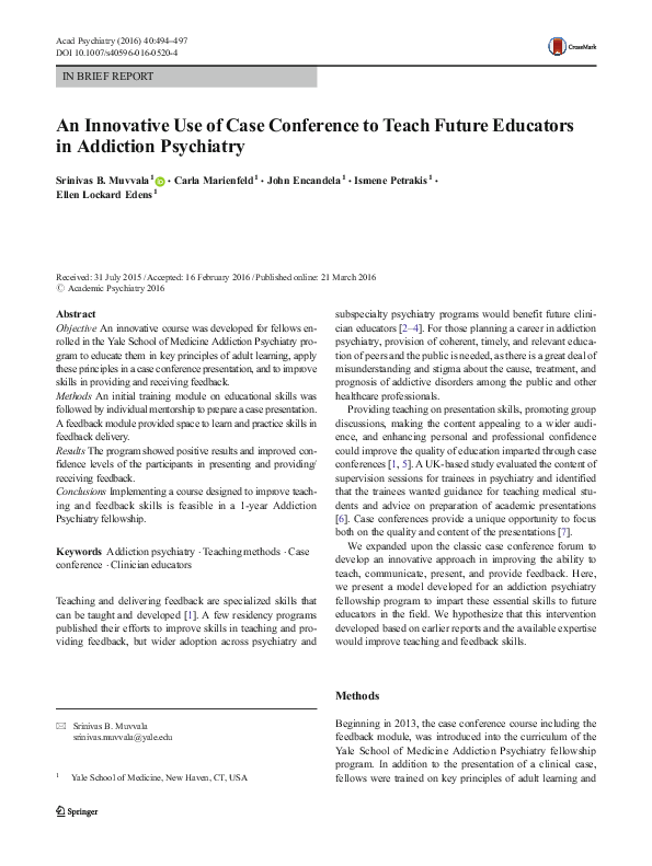 (PDF) An Innovative Use of Case Conference to Teach Future Educators in ...