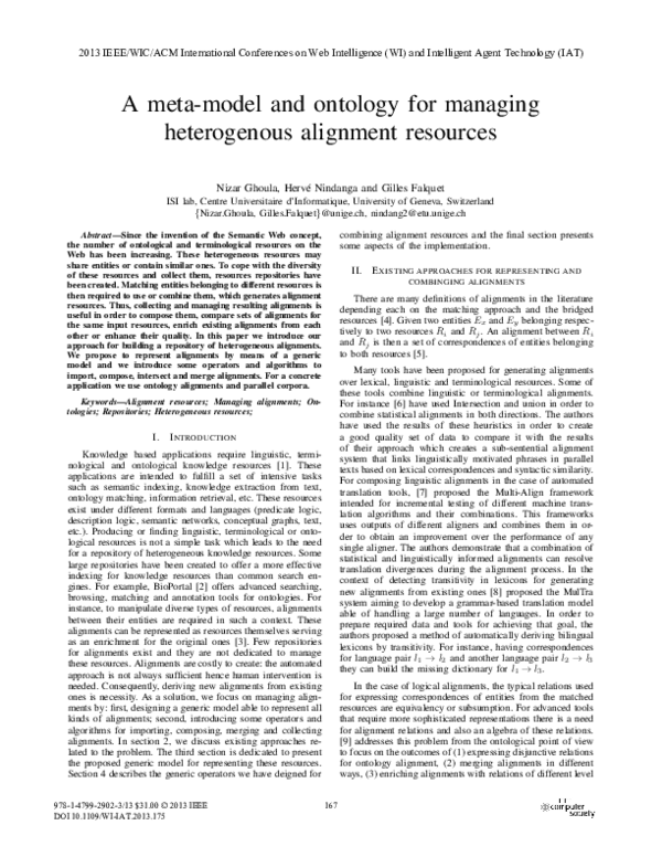 (PDF) A Meta-model and Ontology for Managing Heterogenous Alignment ...