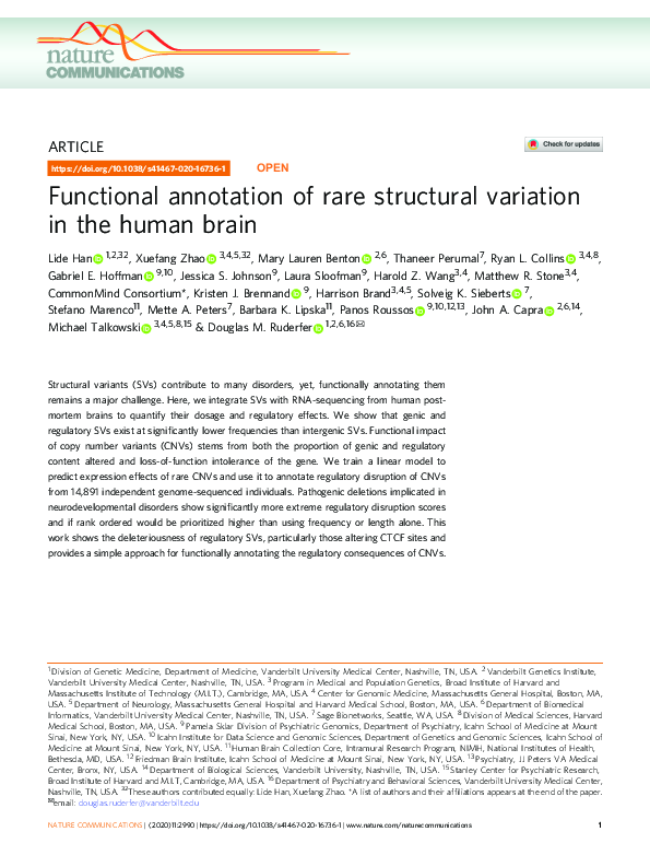 (PDF) Functional annotation of rare structural variation in the human brain
