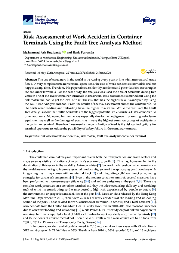 (PDF) Risk Assessment of Work Accident in Container Terminals Using the ...