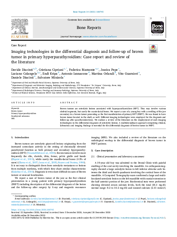 (PDF) Imaging technologies in the differential diagnosis and follow-up ...