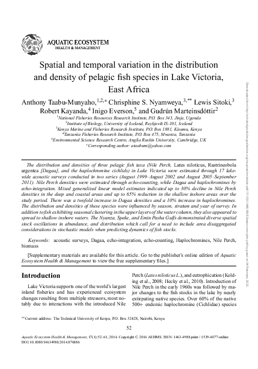 (PDF) Spatial and temporal variation in the distribution and density of ...