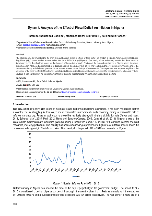 (PDF) Dynamic Analysis of the Effect of Fiscal Deficit on Inflation in ...
