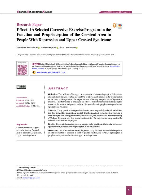 (PDF) Effect of A Selected Corrective Exercise Program on the Function ...