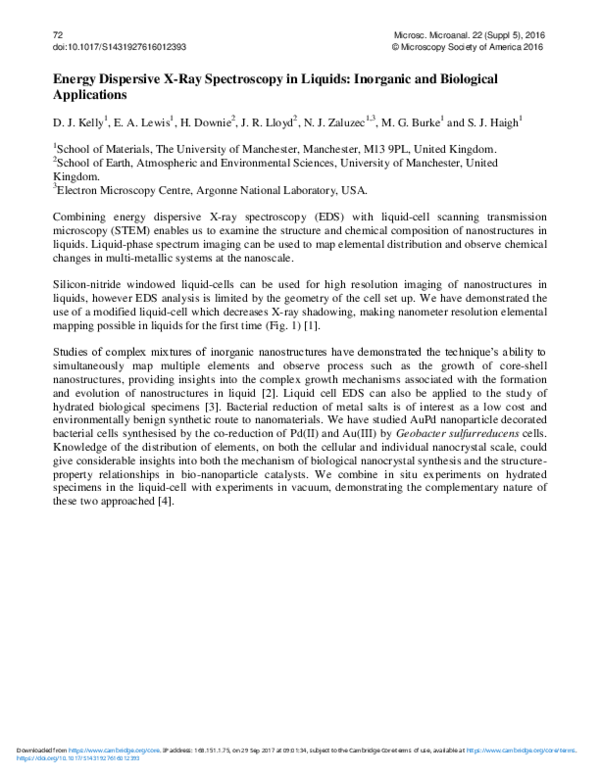 (PDF) Energy Dispersive X-Ray Spectroscopy in Liquids: Inorganic and ...