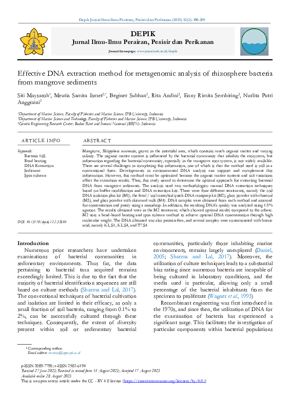 (PDF) Effective DNA extraction method for metagenomic analysis of ...