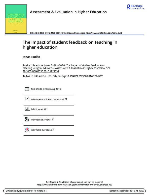 (PDF) The impact of student feedback on teaching in higher education