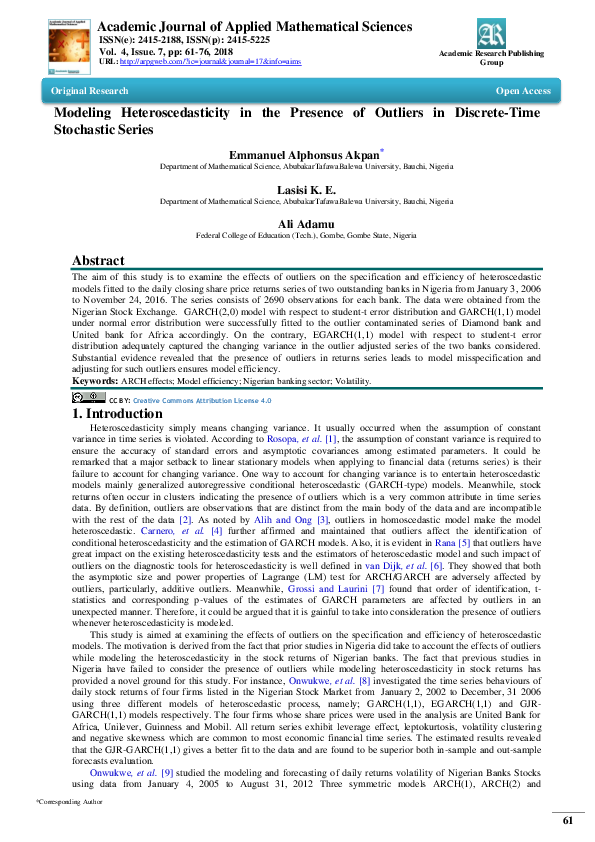 (PDF) Modeling Heteroscedasticity in the Presence of Outliers in ...