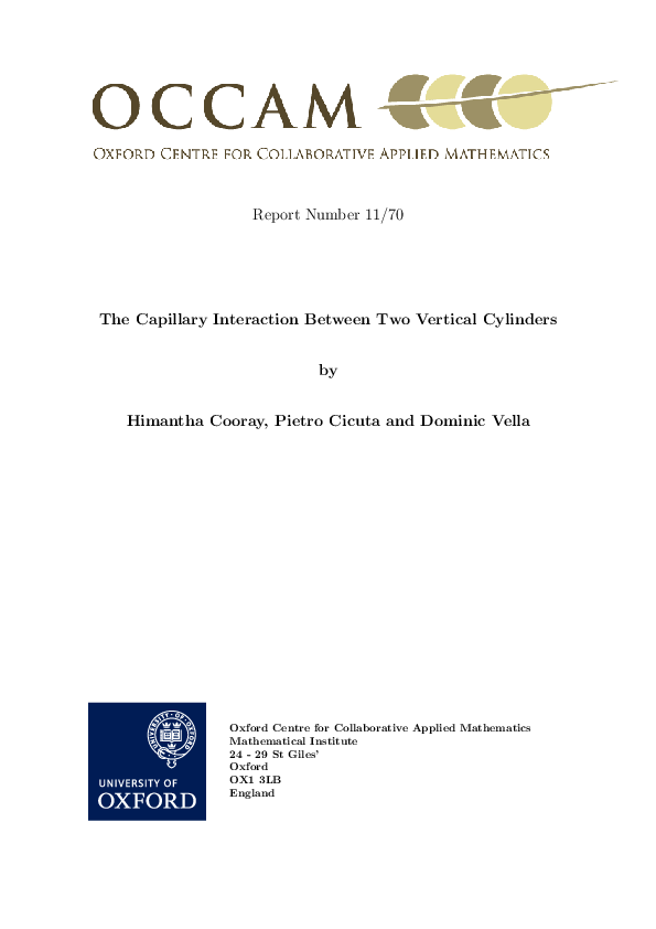(PDF) The capillary interaction between two vertical cylinders