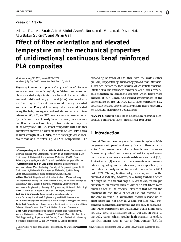(PDF) Effect of fiber orientation and elevated temperature on the ...