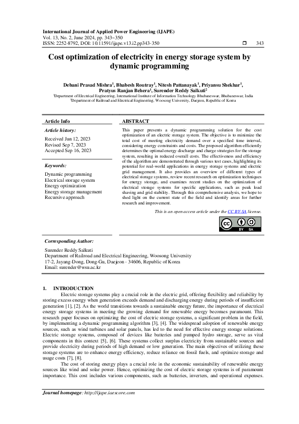 (PDF) Cost optimization of electricity in energy storage system by ...