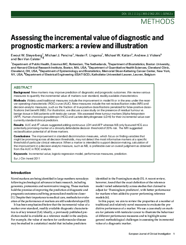 (PDF) Assessing the incremental value of diagnostic and prognostic ...