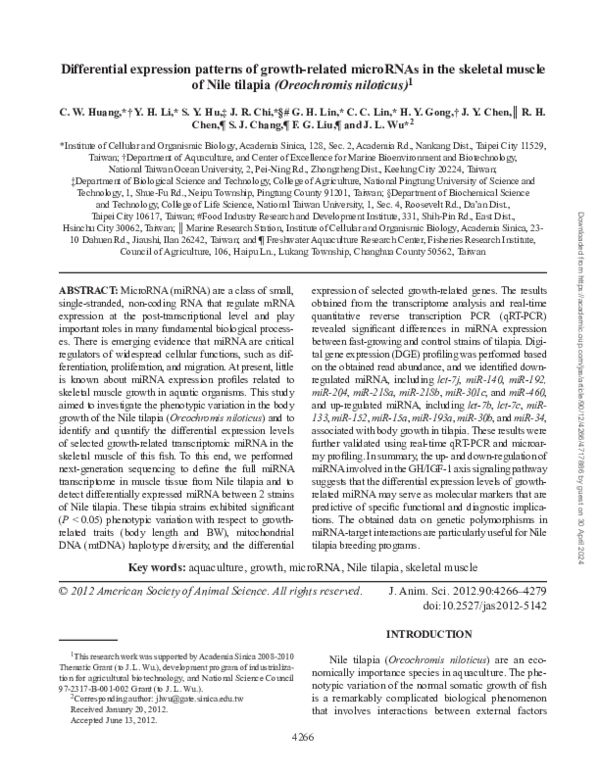 (PDF) Differential expression patterns of growth-related microRNAs in ...